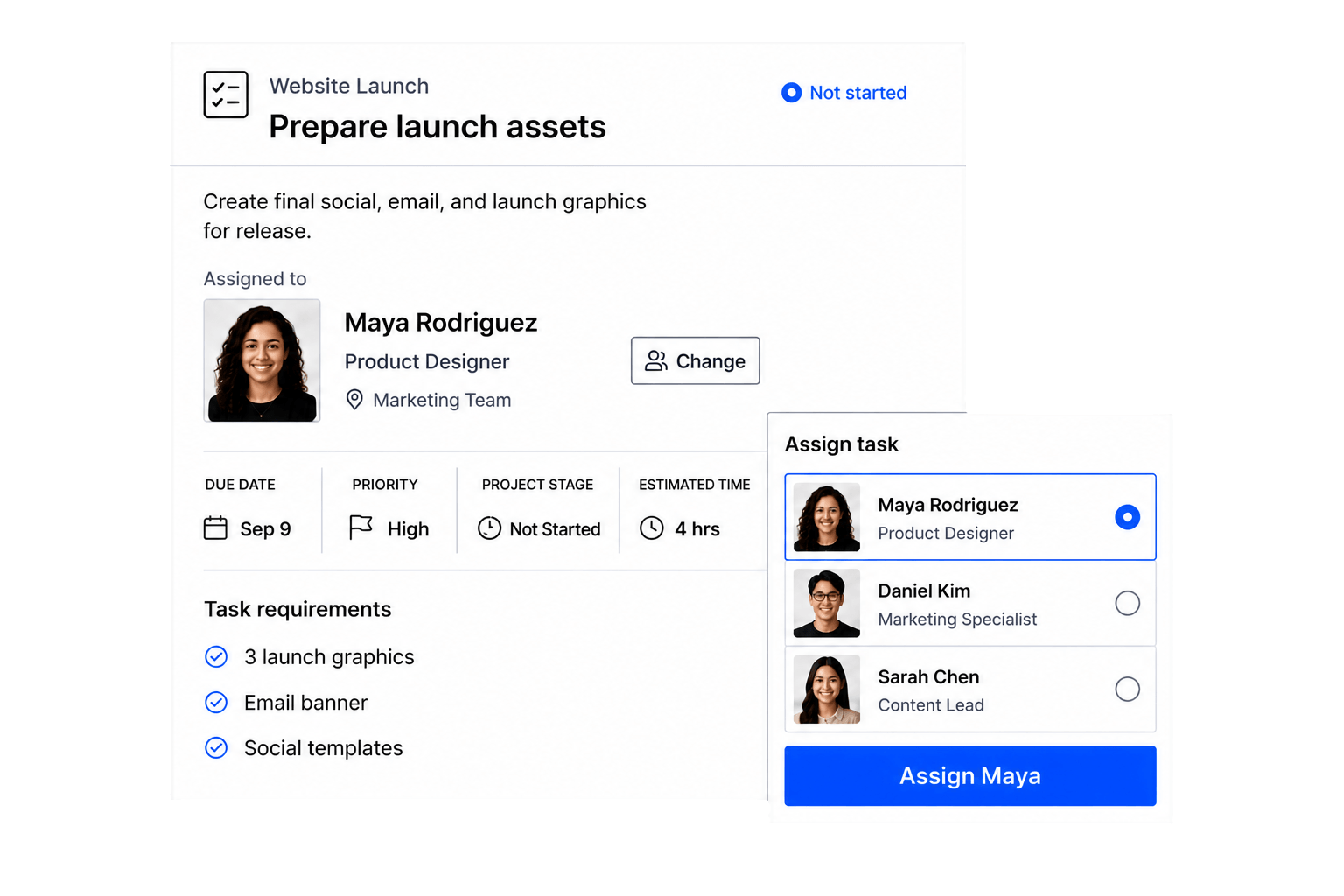 Workhint assign approved workers interface